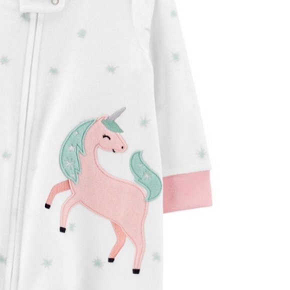 NWT 12m or 18m unicorn pajamas horse footed sleeper feet union suit carters girl - Picture 3 of 4